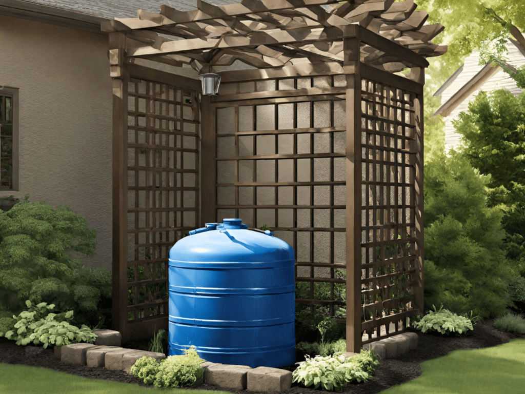 Illustration of a Well-Water Storage Tank with Trellis